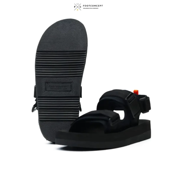 FOOTCONCEPT - Sandal Kasual Unisex Pria Wanita Slide Double Strap Onion Fullblack Size 36-44