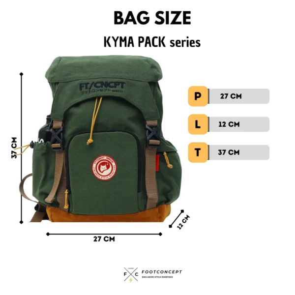 Ransel Kanvas Unisex Tas Kerja Laptop Kuliah KymaPack Series Army