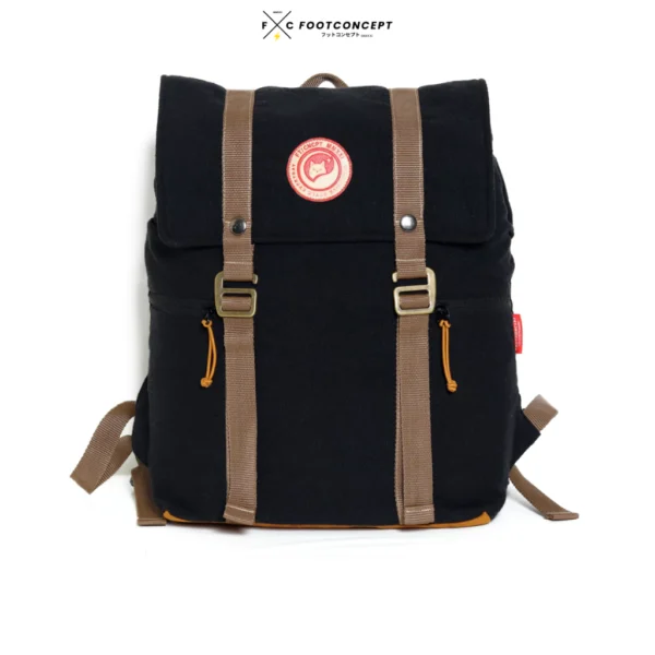 Tas Ransel Kanvas Pria Wanita Kasual Kerja Kuliah Laptop BroVibe Black Series