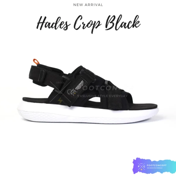 Sendal Kasual Cewe Cowok Sandal Outdoor - Hades Crop Black White Size 36-44