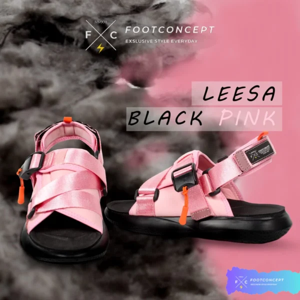 Sandal Cewe Kasual Outdoor Sendal Wanita Flat Slide Vlx Lulue Black Pink 36-44