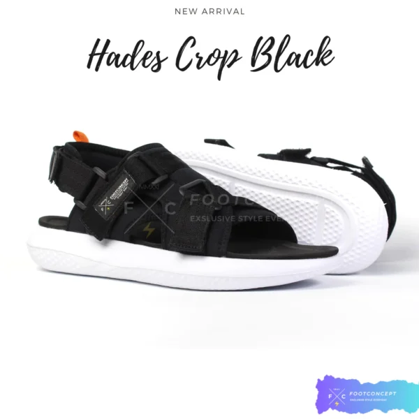 Sendal Kasual Cewe Cowok Sandal Outdoor - Hades Crop Black White Size 36-44