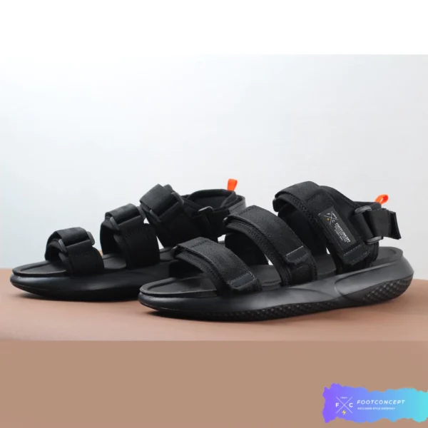 Sandal Gunung Kasual Pria Wanita Flat sandals - Aera Full Black 36-44